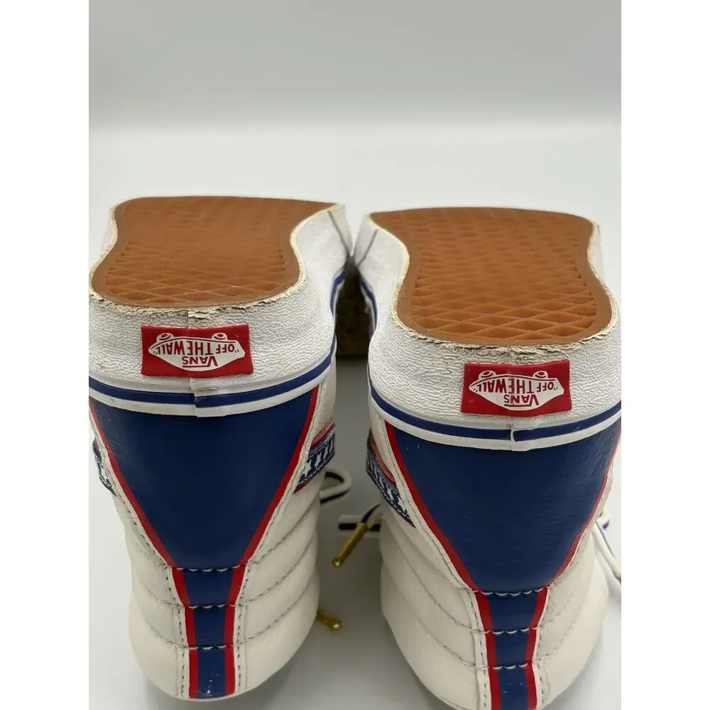 Vans Sk8-Hi Off The Wall Leather Patriotic Stars Stripes Men's 7 Womens 8.5